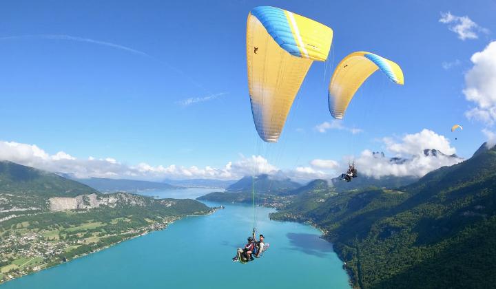 Paragliding over the Himalayas in Nepal