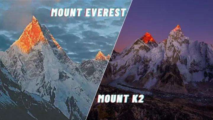 Sunset view of Mount Everest vs Mount K2