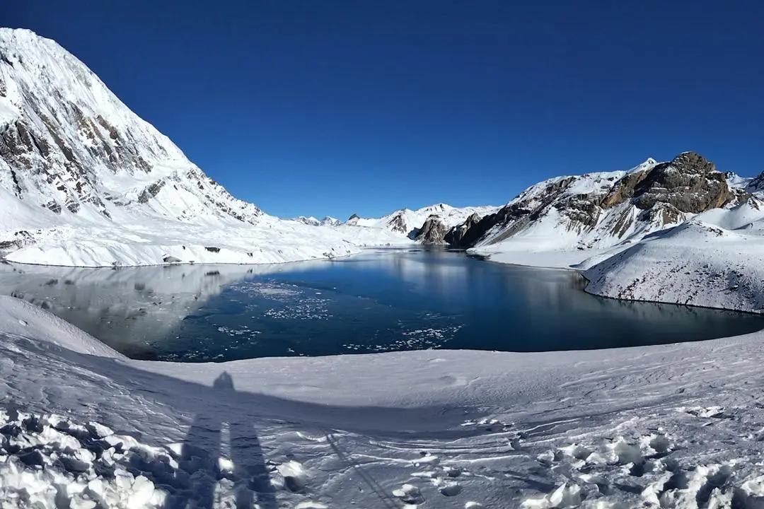 Tilicho Lake covered in snow